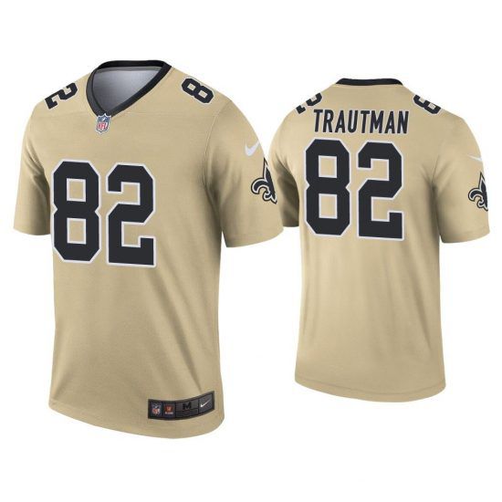 Men New Orleans Saints #82 Adam Trautman Nike Gold Inverted Legend NFL Jersey